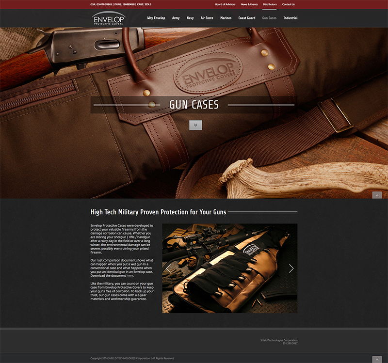 A slider on the top of an interior webpage designed to sell rifle cases and handgun cases