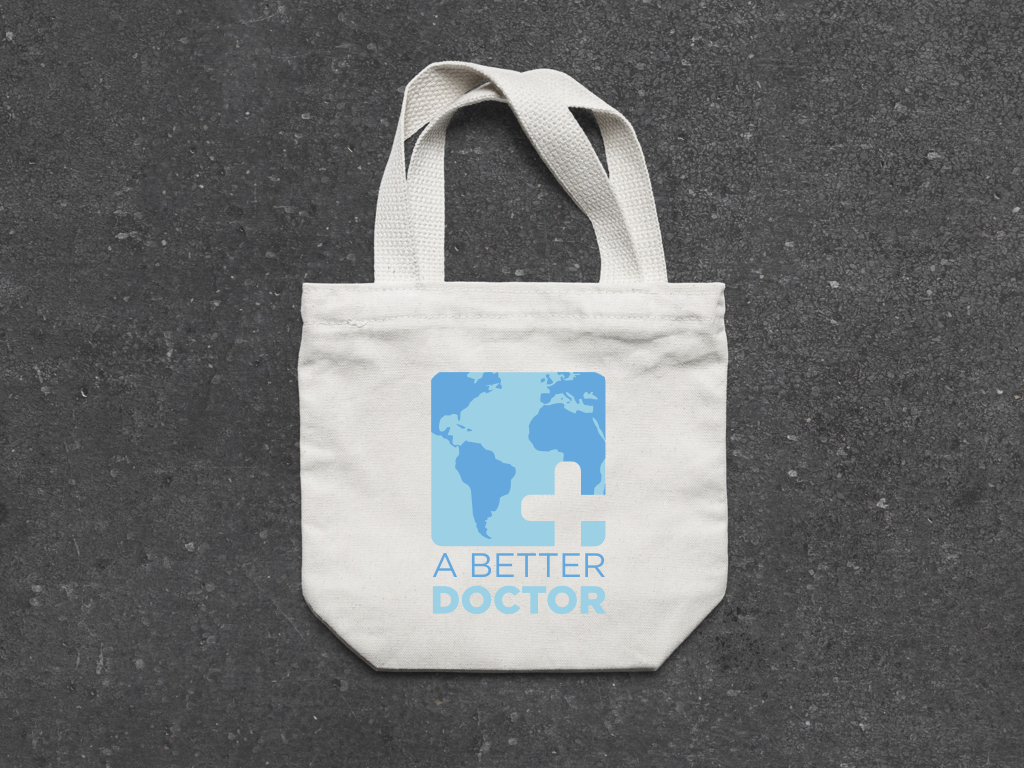 Advertising design printed on a canvas bag for A Better Doctor